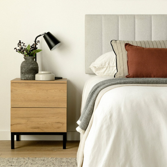 Kenay Home Pack 2 Mesitas De Noche Natural 2 Cajones