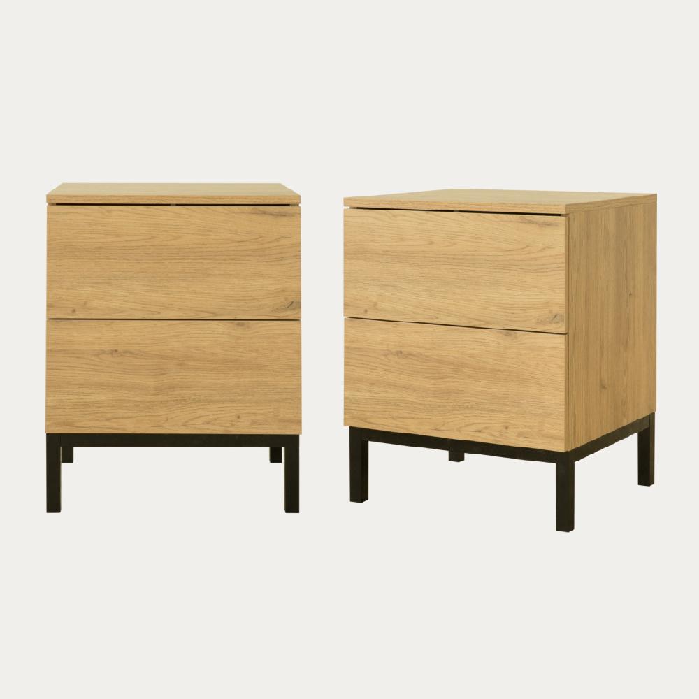 kenay home Pack 2 mesitas de noche natural 2 cajones