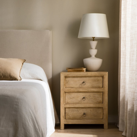 Kenay Home Pack 2 Mesitas De Noche Natural 3 Cajones