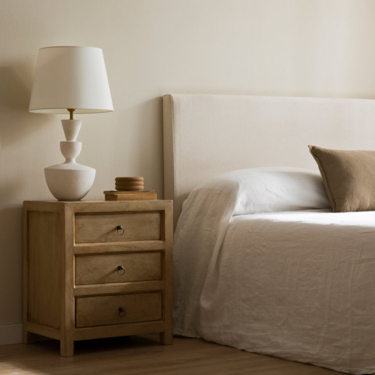 Kenay Home Pack 2 Mesitas De Noche Natural 3 Cajones