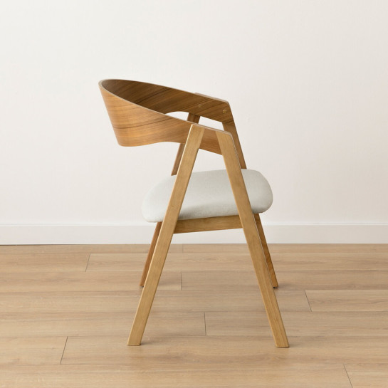 Kenay Home Pack 2 Sillas Tapizadas Beige Chapa De Roble Natural