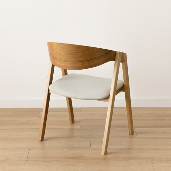 Kenay Home Pack 2 Sillas Tapizadas Beige Chapa De Roble Natural