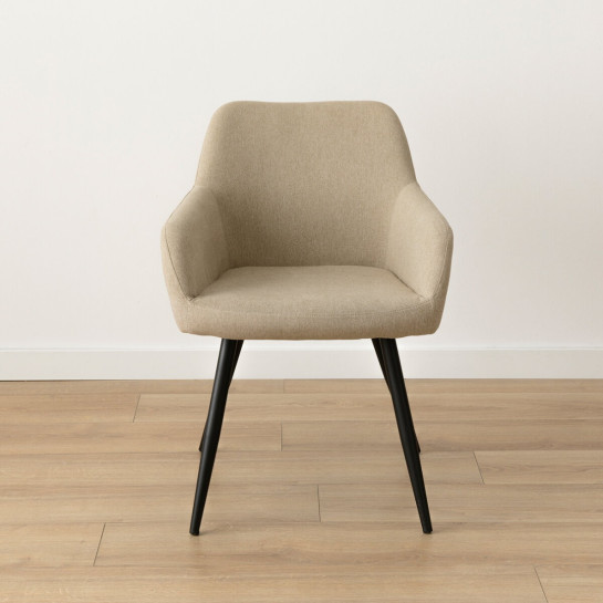 Kenay Home Pack 2 Sillas Tapizadas Beige Patas Negras