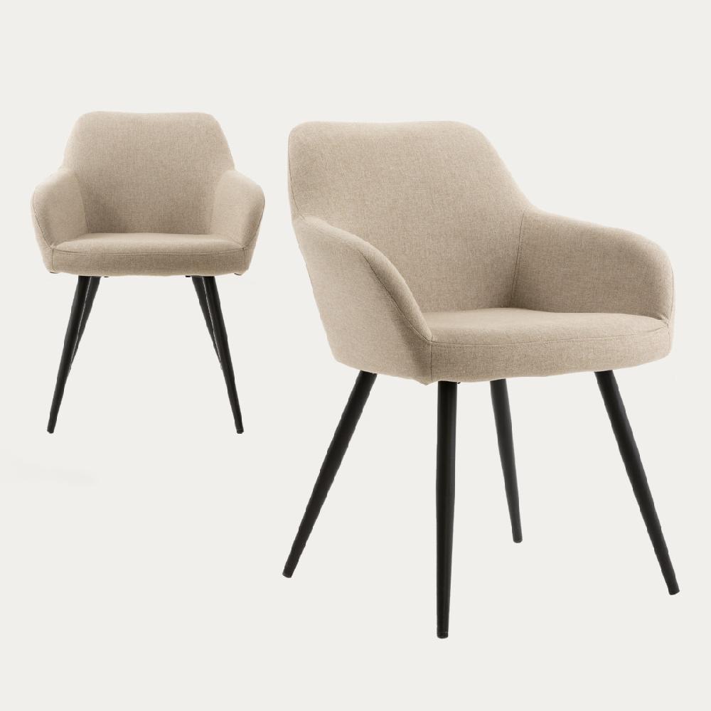 kenay home Pack 2 sillas tapizadas beige patas negras