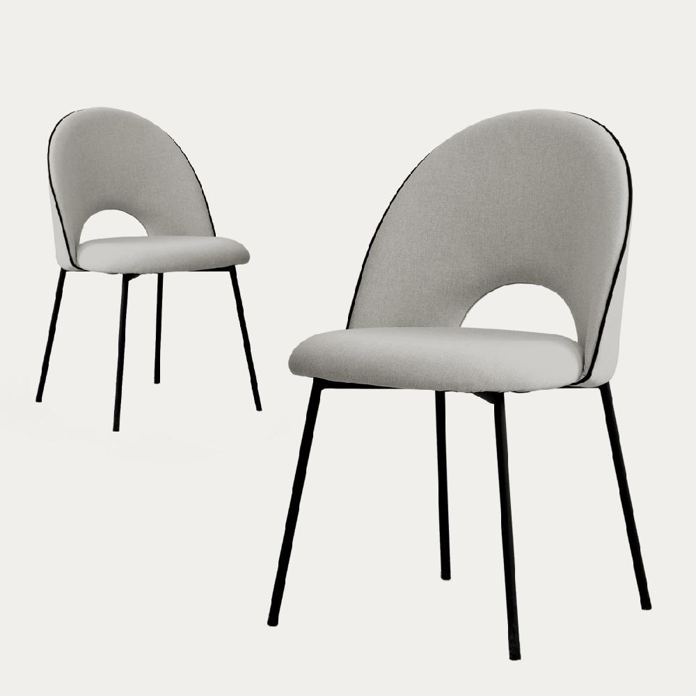 kenay home Pack 2 sillas tapizadas gris ribete negro
