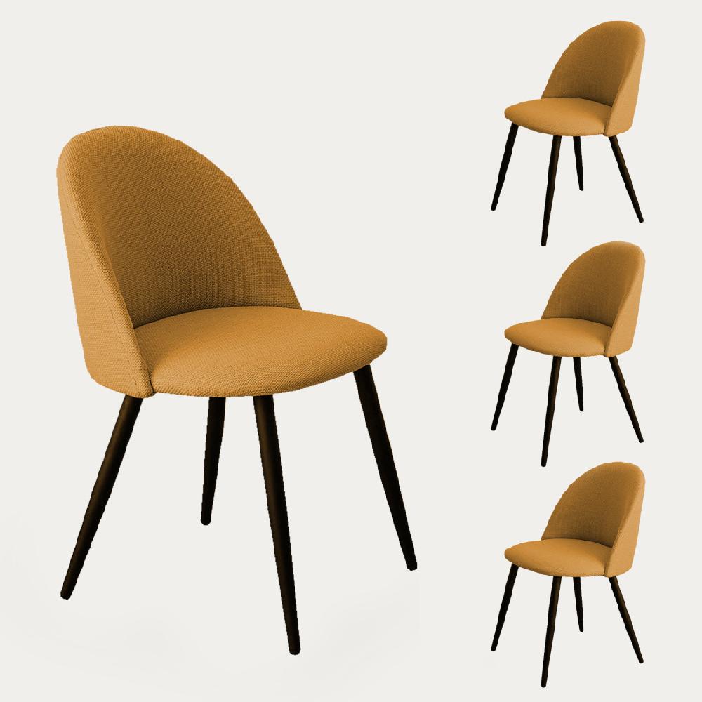 Kenay Home Pack 4 Sillas Tapizadas Mostaza Con Pata Negra