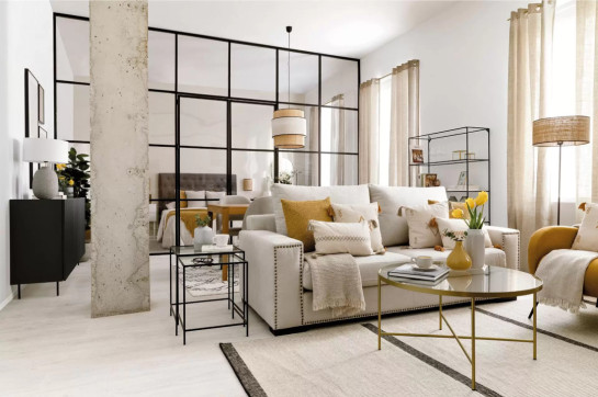 Kenay Home Set Mesas Auxiliares Cuadradas Negro Y Cristal