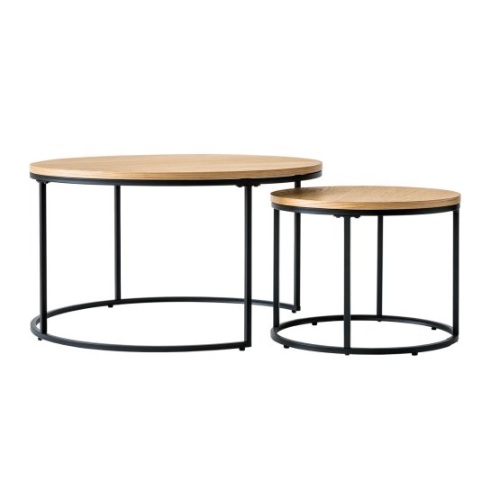 Kenay Home Set Mesas De Centro Redondas Natural Y Negro