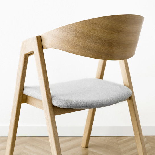 Kenay Home Silla Tapizada Beige Chapa De Roble Natural