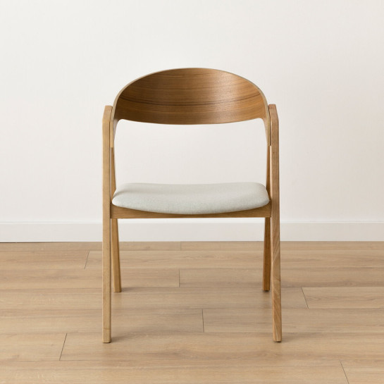 Kenay Home Silla Tapizada Beige Chapa De Roble Natural