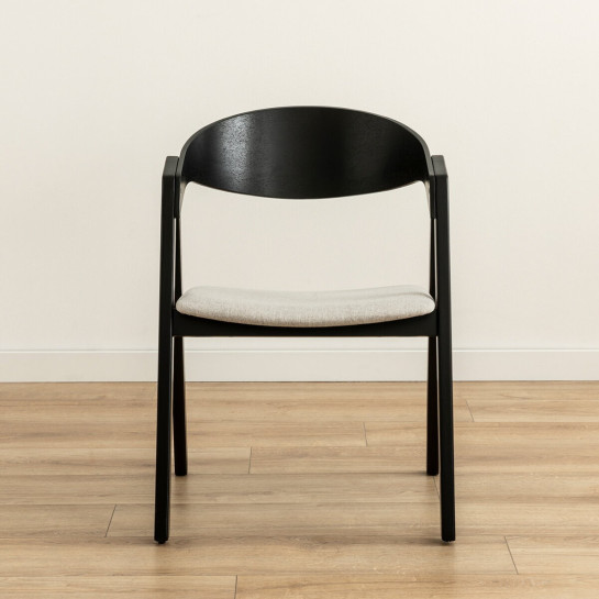 Kenay Home Silla Tapizada Beige Chapa De Roble Negra