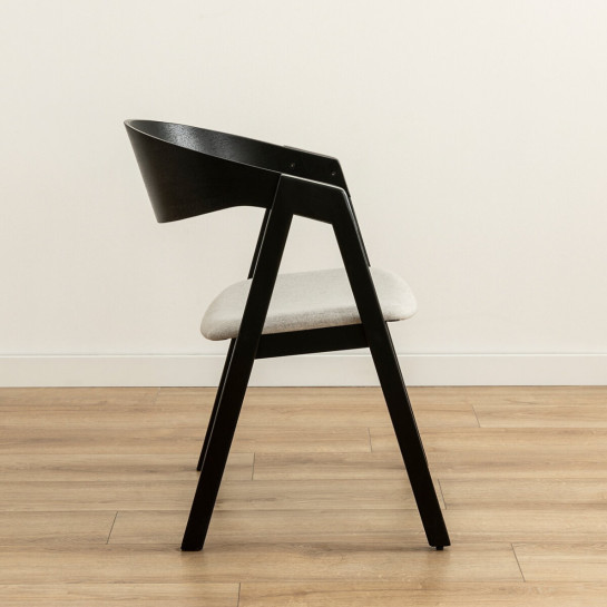 Kenay Home Silla Tapizada Beige Chapa De Roble Negra