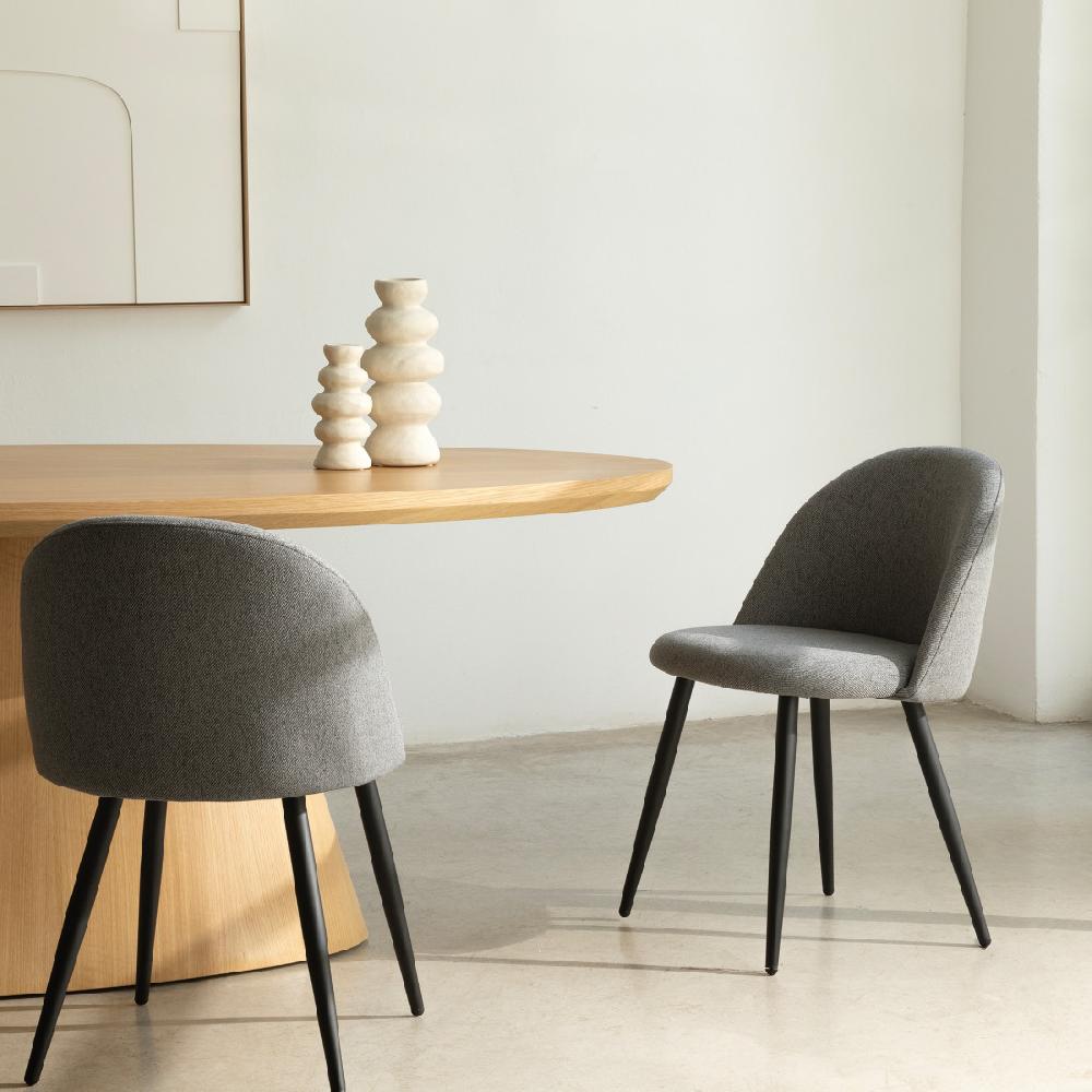 kenay home Silla tapizada gris oscuro con pata negra