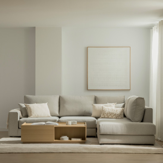 Kenay Home Sofá Chaise Derecha Mediano Tapizado Beige