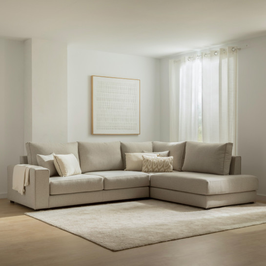 Kenay Home Sofá Chaise Derecha Mediano Tapizado Beige