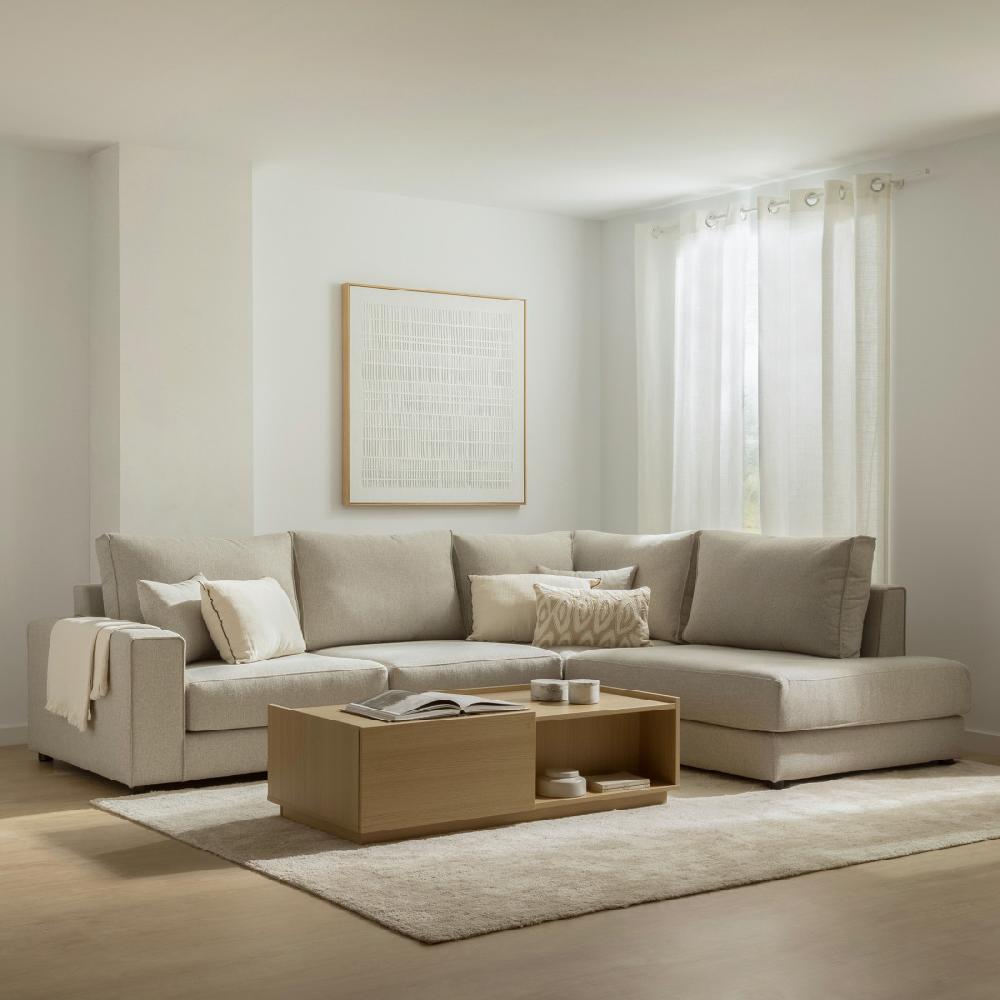 kenay home Sofá chaise derecha mediano tapizado beige