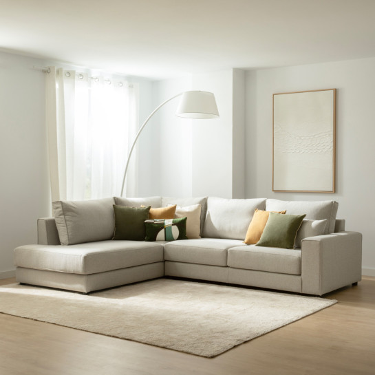 Kenay Home Sofá Chaise Izquierda Mediano Tapizado Beige