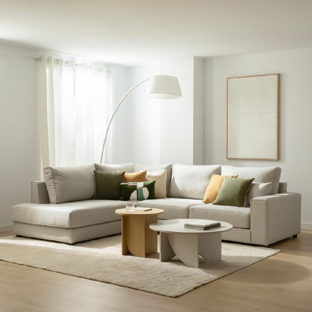 kenay home Sofá chaise izquierda mediano tapizado beige