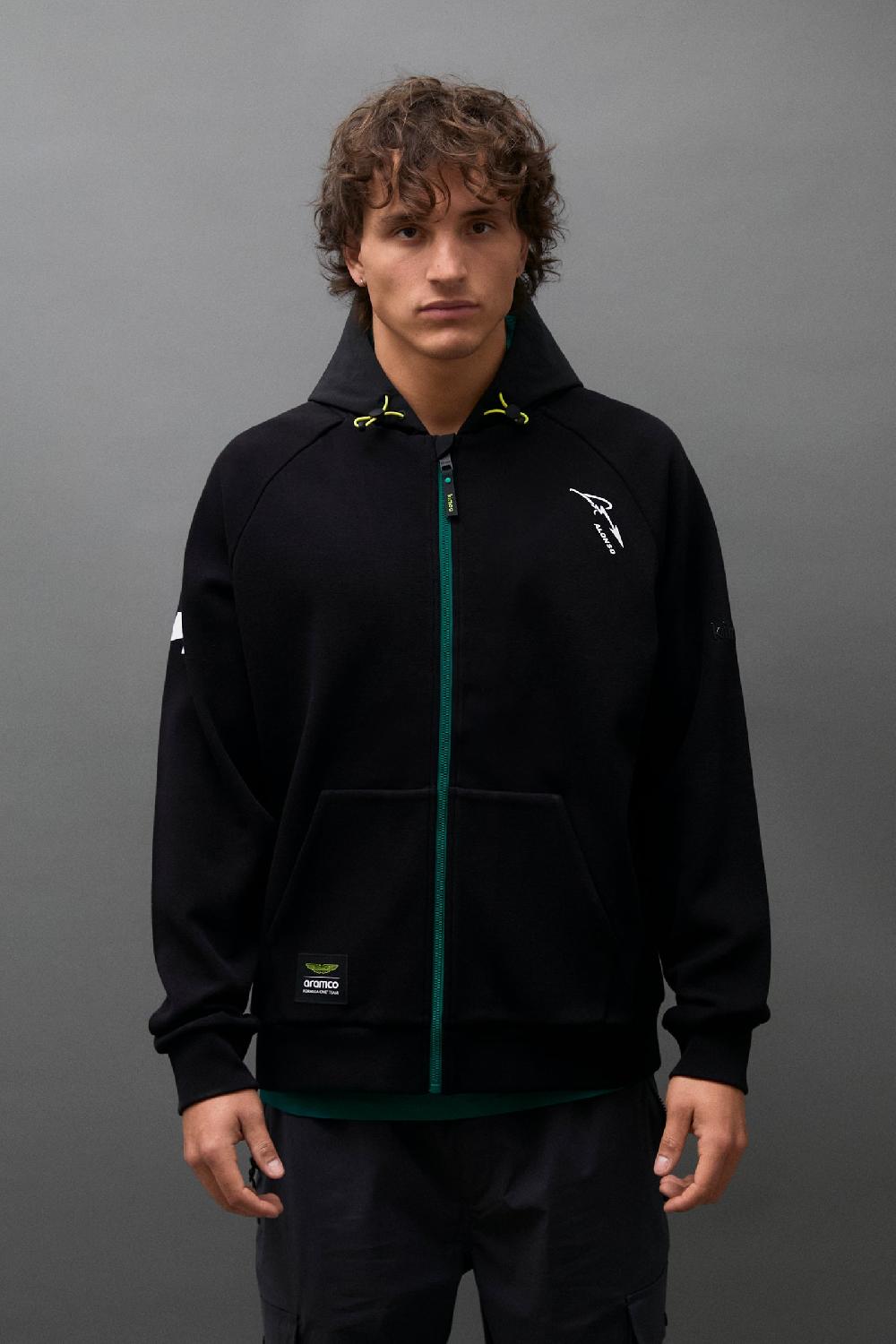 kimoa Aston Martin F1 Team x Kimoa Double Face Tech Zip Hoodie black