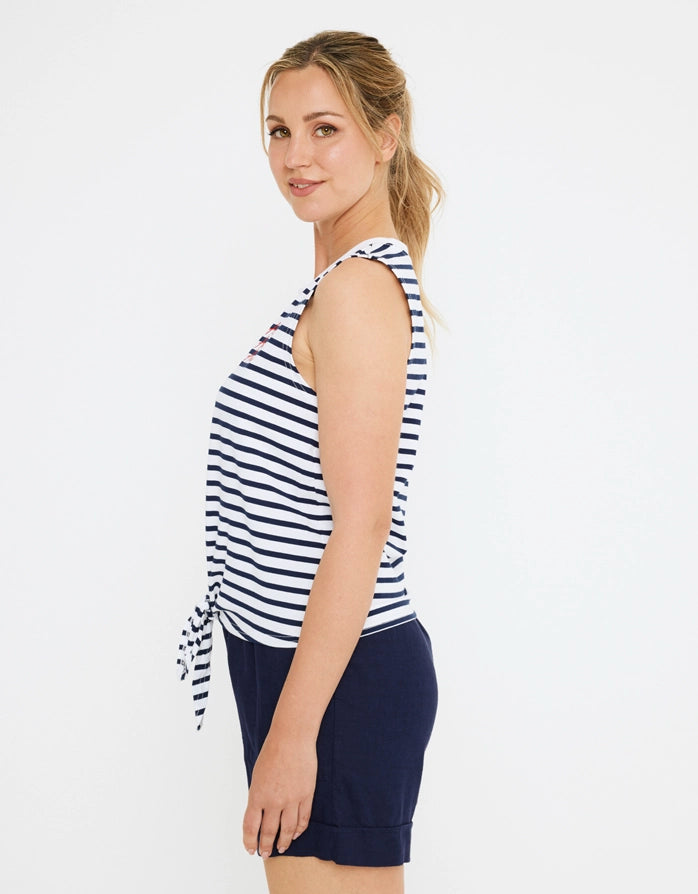 Koala Bay Camiseta Tirantes Blanca Y Azul Marino - Rayti