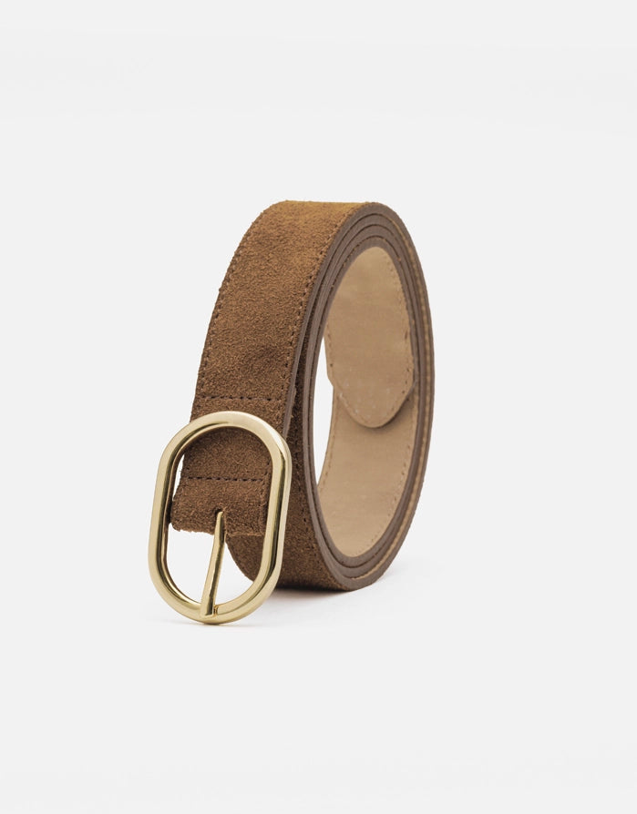 Koala Bay Cinturón Marrón Serraje Hebilla Dorada - Morena