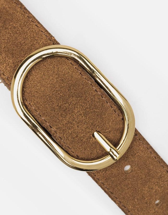 Koala Bay Cinturón Marrón Serraje Hebilla Dorada - Morena