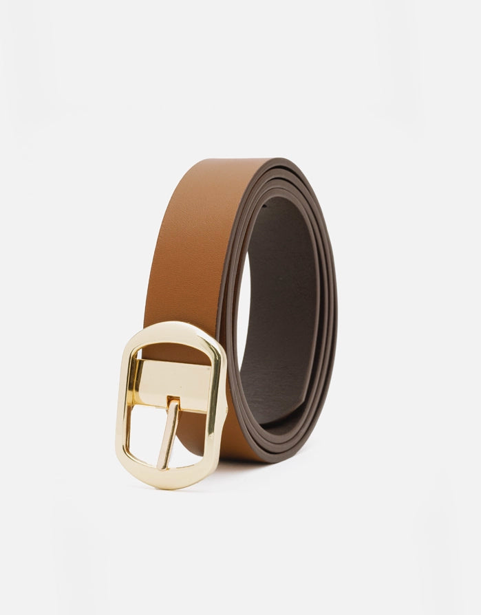 Koala Bay Cinturón Piel Marrón Con Hebilla Dorada - Costa