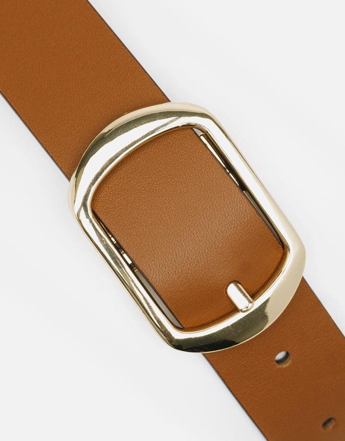 Koala Bay Cinturón Piel Marrón Con Hebilla Dorada - Costa