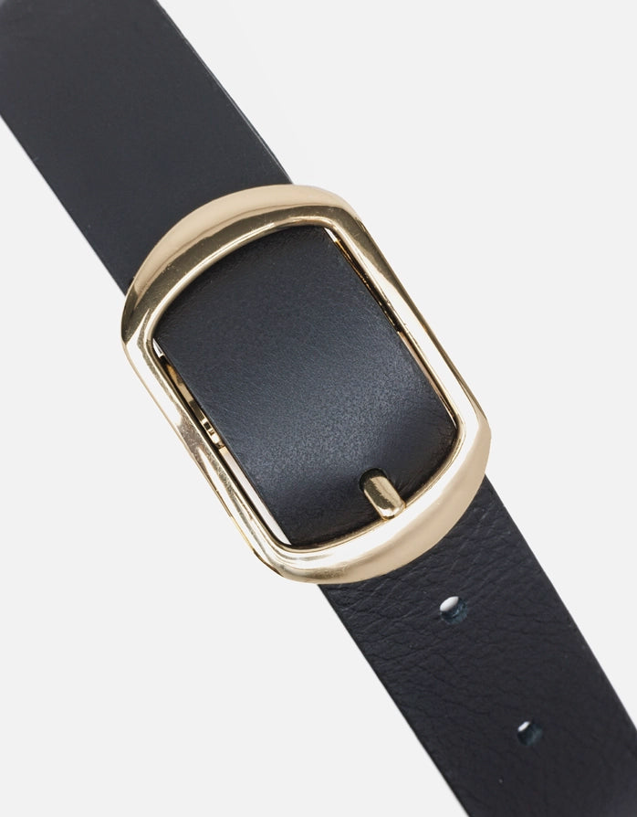 Koala Bay Cinturón Piel Negro Con Hebilla Dorada - Costa