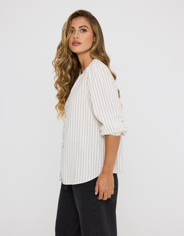 Koala Bay Camisa Manga Larga Rayas Off White - Tylus