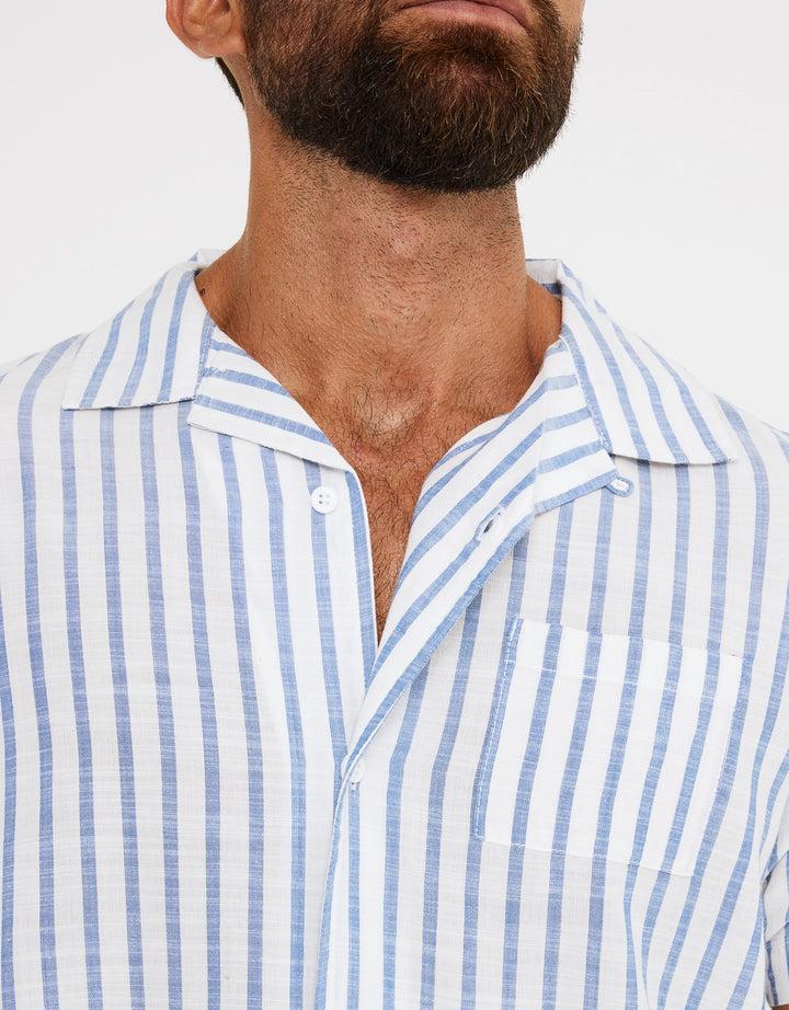 Koala Bay Camisa Rayas Manga Corta Azul - Rayred