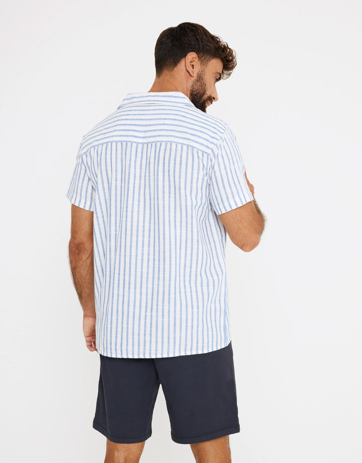 Koala Bay Camisa Rayas Manga Corta Azul - Rayred