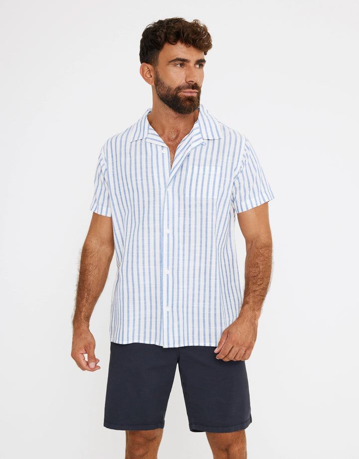 koala bay Camisa Rayas Manga Corta Azul - Rayred