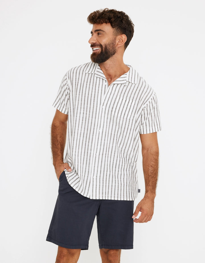 Koala Bay Camisa Rayas Manga Corta Negro - Rayred