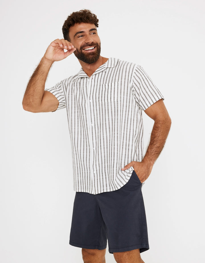 koala bay Camisa Rayas Manga Corta Negro - Rayred