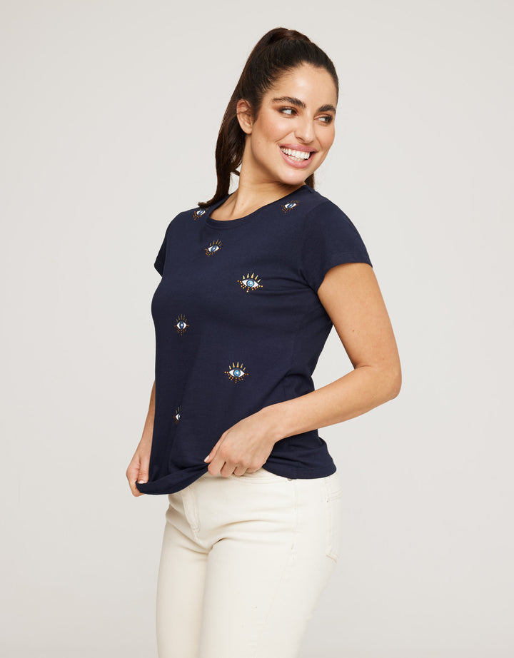 Koala Bay Camiseta Manga Corta Azul Marino - Olhos