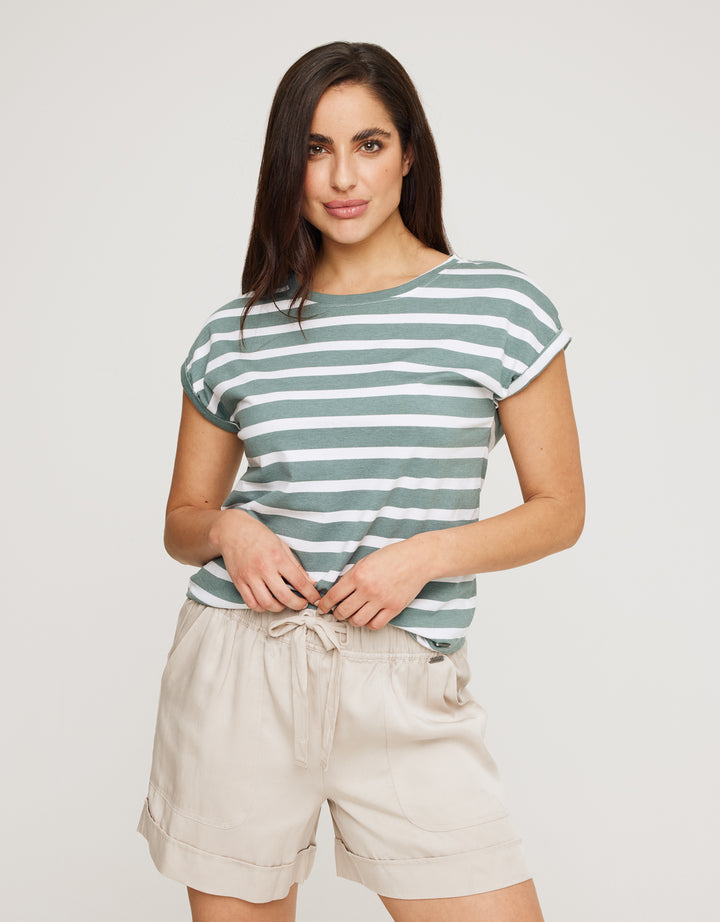 koala bay Camiseta Manga Corta de Rayas - Madonna