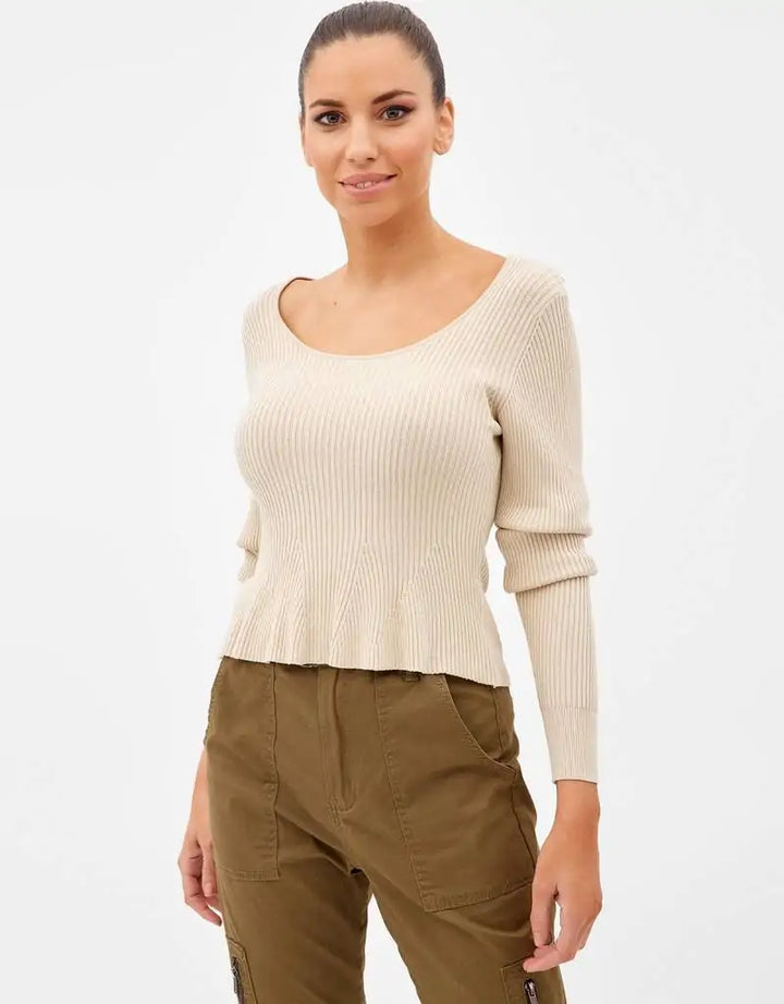 Koala Bay Camiseta Manga Larga Beige - Geisha Rib