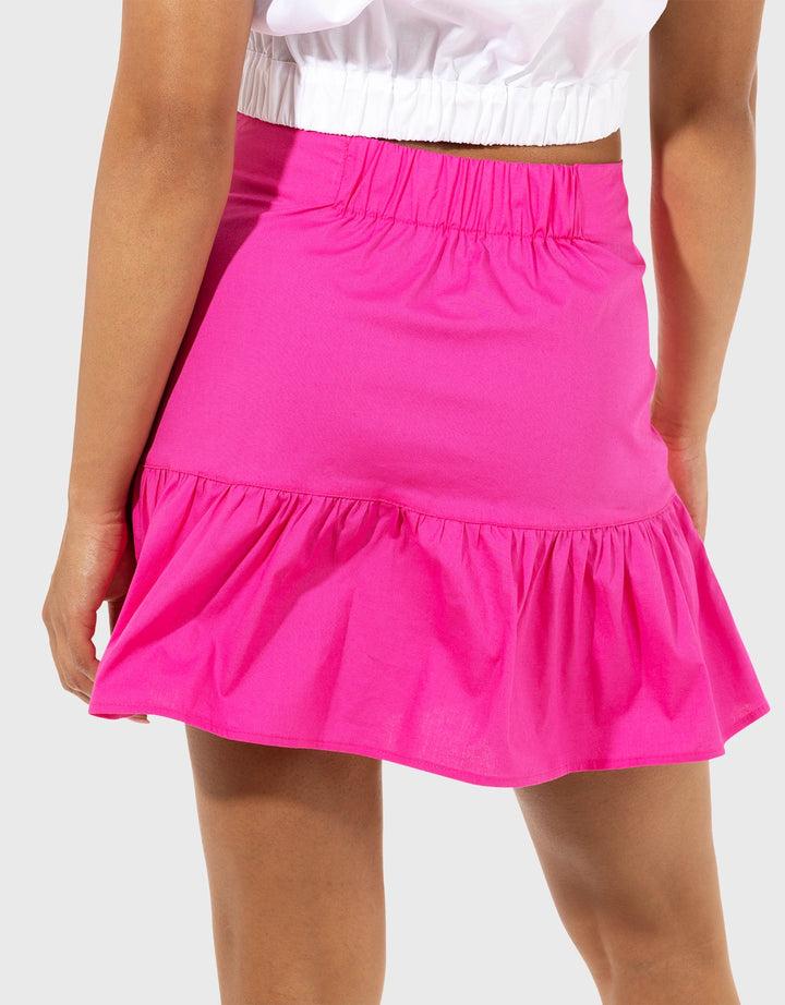 Koala Bay Falda Mini Fucsia Volantes - Pagoda