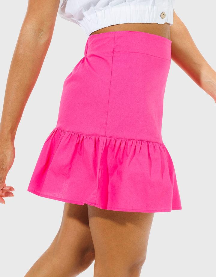 Koala Bay Falda Mini Fucsia Volantes - Pagoda