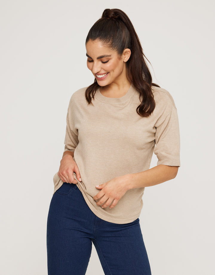 koala bay Jersey Manga Corta Beige - Krekla