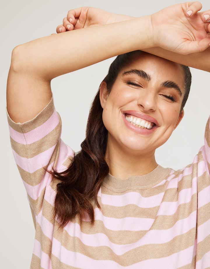 Koala Bay Jersey Manga Corta Rosa Rayas - Krekla