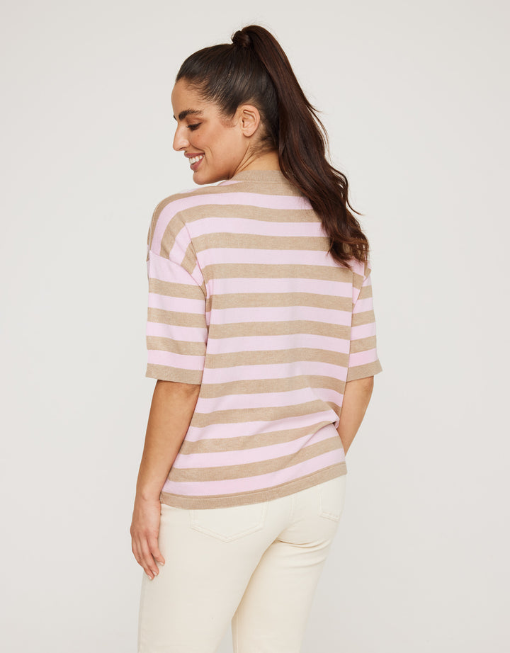 Koala Bay Jersey Manga Corta Rosa Rayas - Krekla