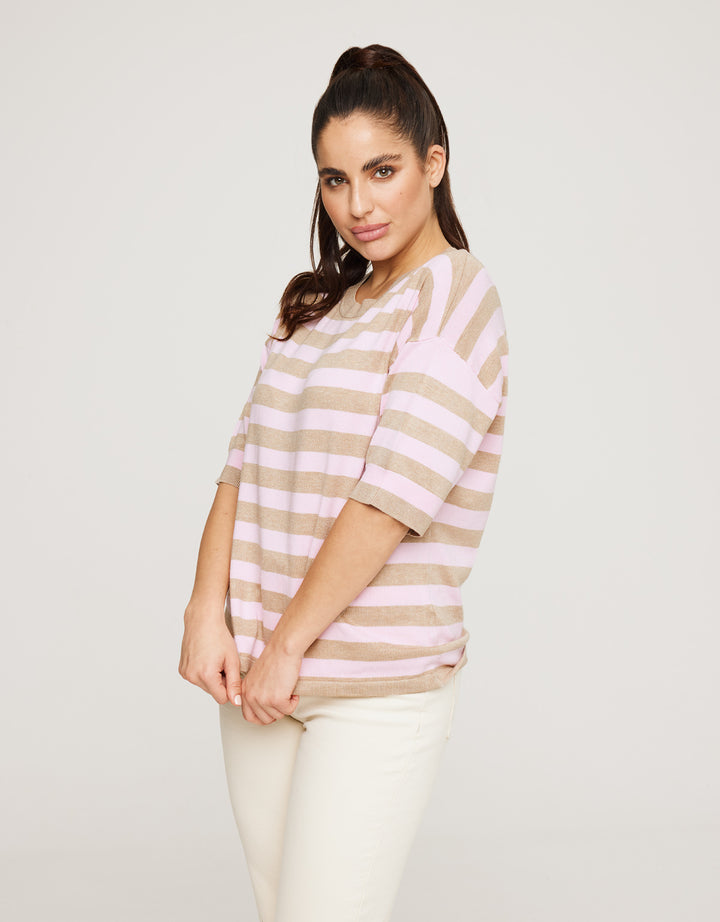 koala bay Jersey Manga Corta Rosa Rayas - Krekla
