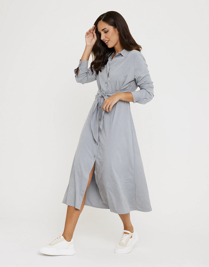 Koala Bay Vestido Largo Camisero Gris - Verona