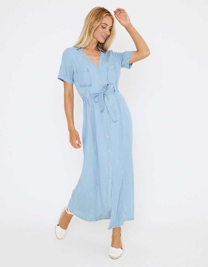 Koala Bay Vestido Largo Denim Claro - Lonzo