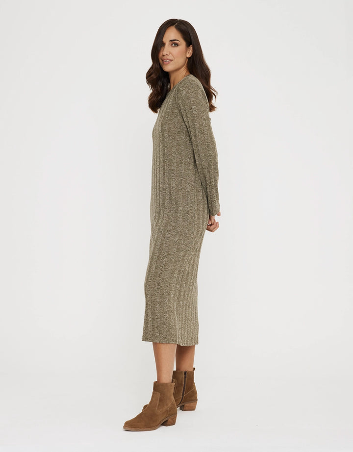 Koala Bay Vestido Largo Rib Mangas - Tidae