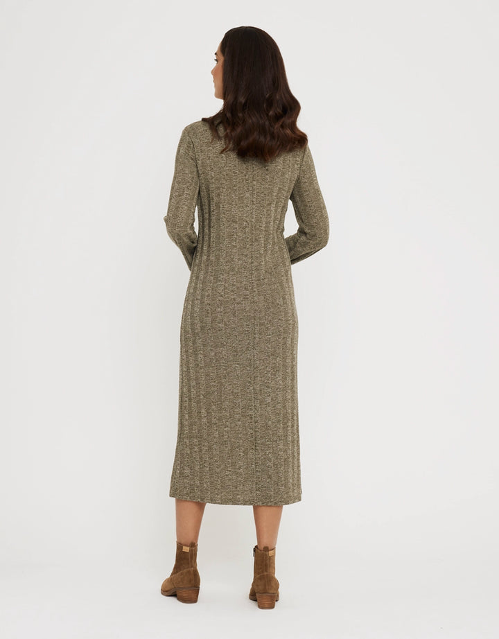 Koala Bay Vestido Largo Rib Mangas - Tidae