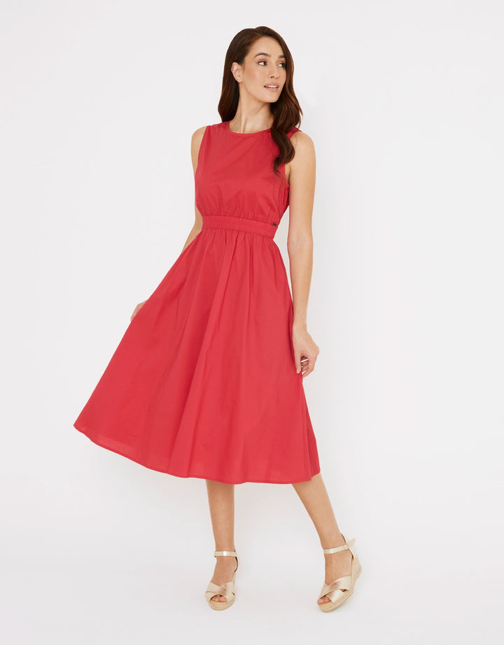 Koala Bay Vestido Midi De Algodón Rojo - Brasilia