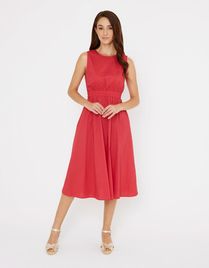 koala bay Vestido Midi de Algodón Rojo - Brasilia